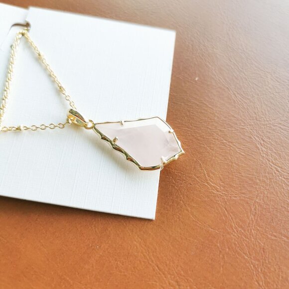 Kendra Scott Faceted Alex Gold Rose Quartz Convertible Necklace - Picture 3 of 4